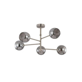 Turner Modern 5 Light Semi Flush Ceiling Lamp With Smoked Glass Shade - thumbnail 2