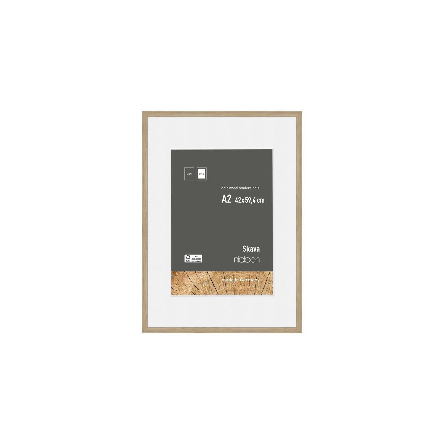 Skava A2 Wooden Picture Frame With A3 Mount & Glass Front - image 1
