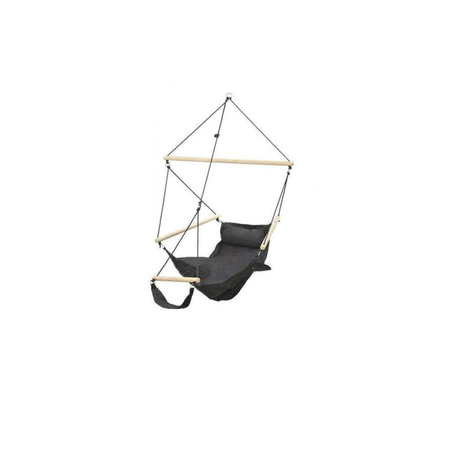 Swinger Black Hanging Chair and Foot Rest - image 1