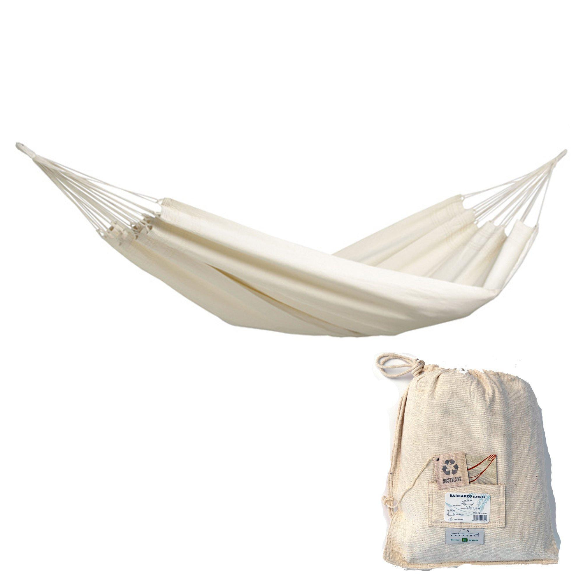 Amazonas Barbados Cotton Double 2 Seat/Person Sized Classic Garden Hammock With Bag -  Natura - image 1