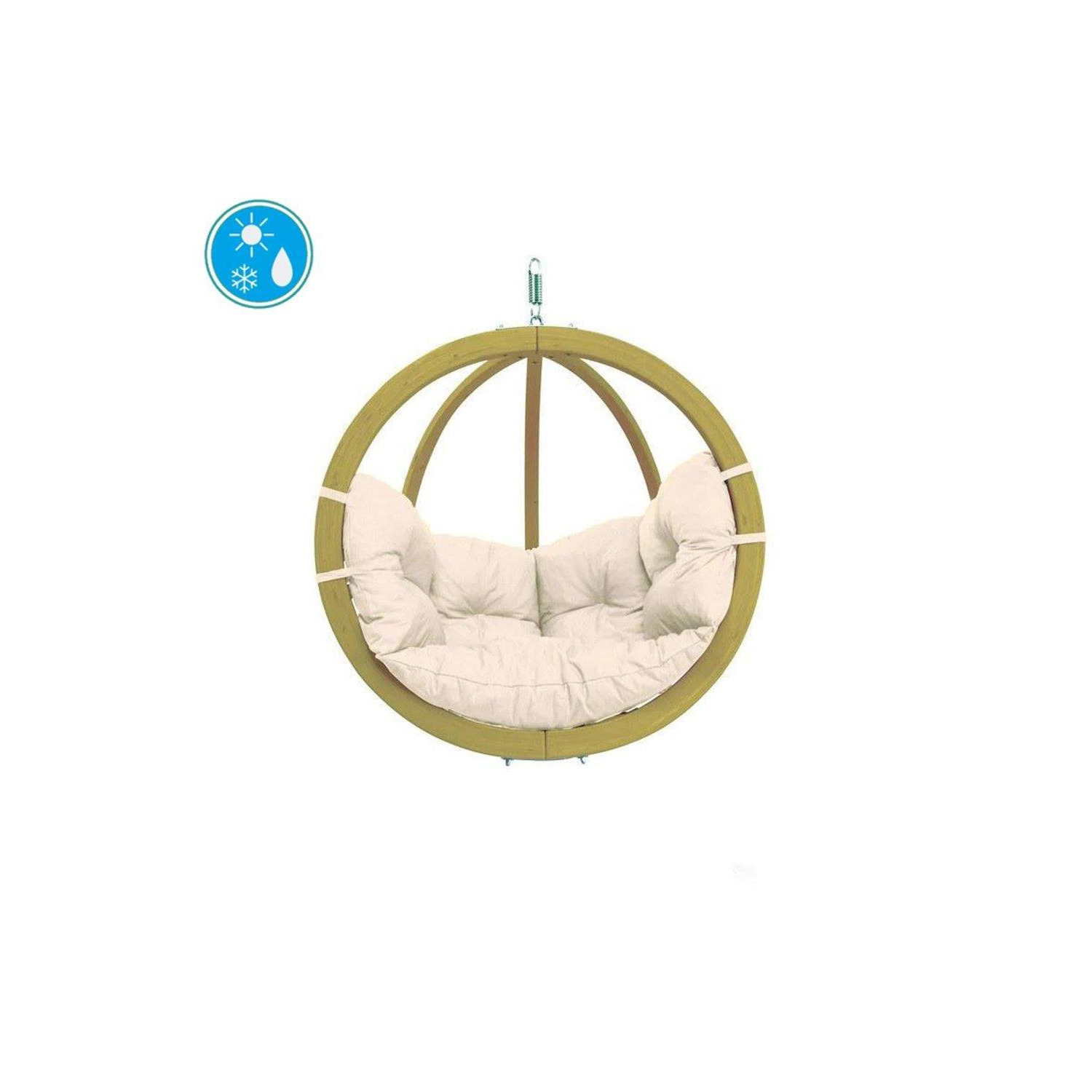 Globo Single Wooden Cushion Egg Hanging Chair - Natura - image 1