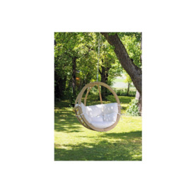 Globo Single Wooden Cushion Egg Hanging Chair - Natura - thumbnail 2