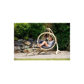 Globo Single Wooden Cushion Egg Hanging Chair - Anthracite - thumbnail 2