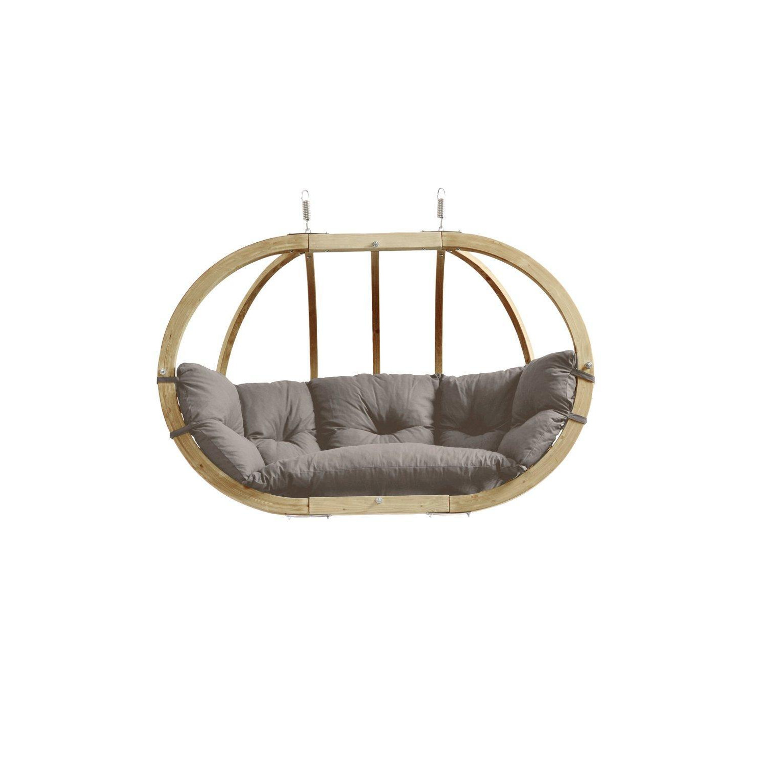 Globo Double Royal Wooden Cushion Egg Hanging Chair - Taupe - image 1