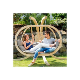 Globo Double Royal Wooden Cushion Egg Hanging Chair - Taupe - thumbnail 2