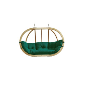 Globo Double Royal Wooden Cushion Egg Hanging Chair - Verde - thumbnail 1