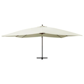 Cantilever Umbrella with Wooden Pole 400x300 cm Sand White - thumbnail 3