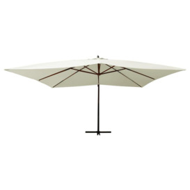 Cantilever Umbrella with Wooden Pole 400x300 cm Sand White - thumbnail 2