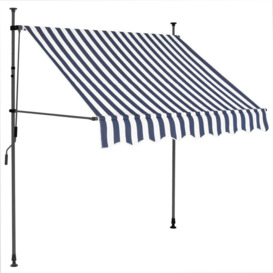 Manual Retractable Awning with LED 100 cm Blue and White - thumbnail 2