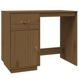 Desk Honey Brown 95x50x75 cm Solid Wood Pine - thumbnail 2