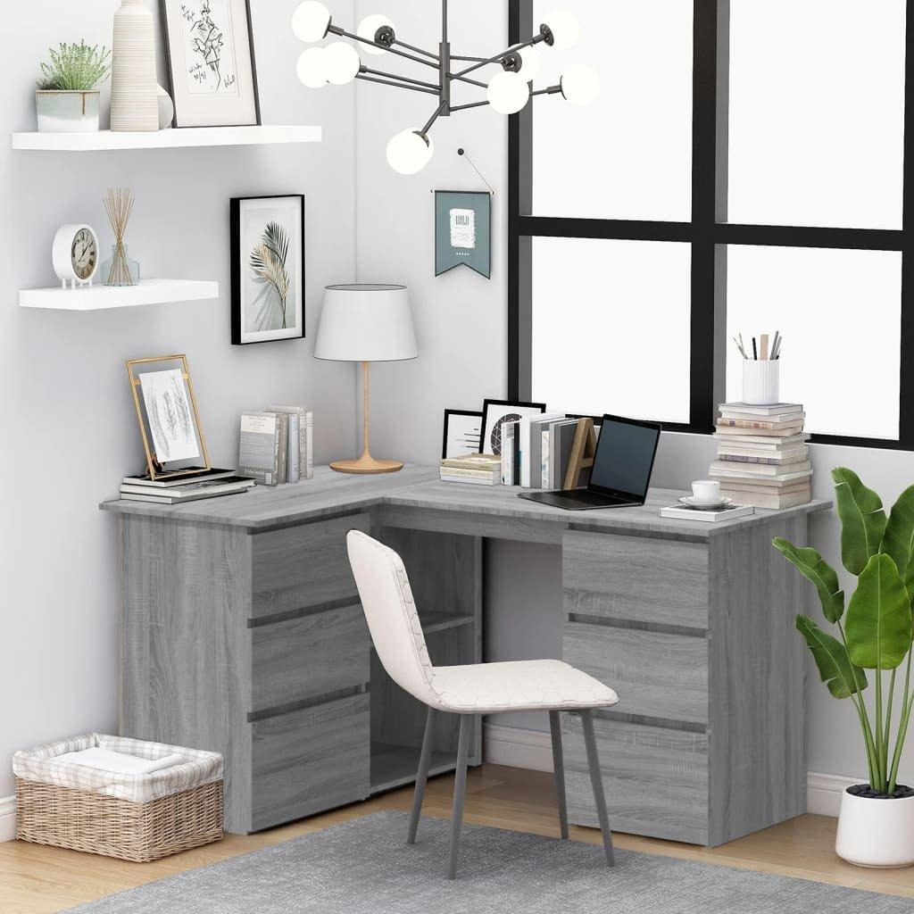 Corner Desk Grey Sonoma 145x100x76 cm Engineered Wood - image 1
