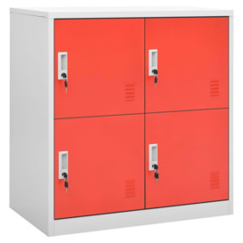 Locker Cabinets 5 pcs Light Grey and Red 90x45x92.5 cm Steel - thumbnail 2