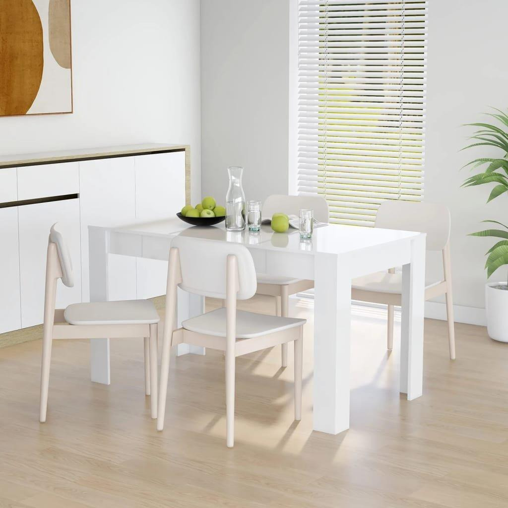 Dining Table High Gloss White 140x74.5x76 cm Engineered Wood - image 1