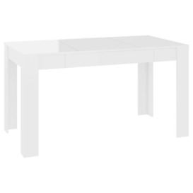 Dining Table High Gloss White 140x74.5x76 cm Engineered Wood - thumbnail 2