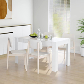 Dining Table High Gloss White 140x74.5x76 cm Engineered Wood