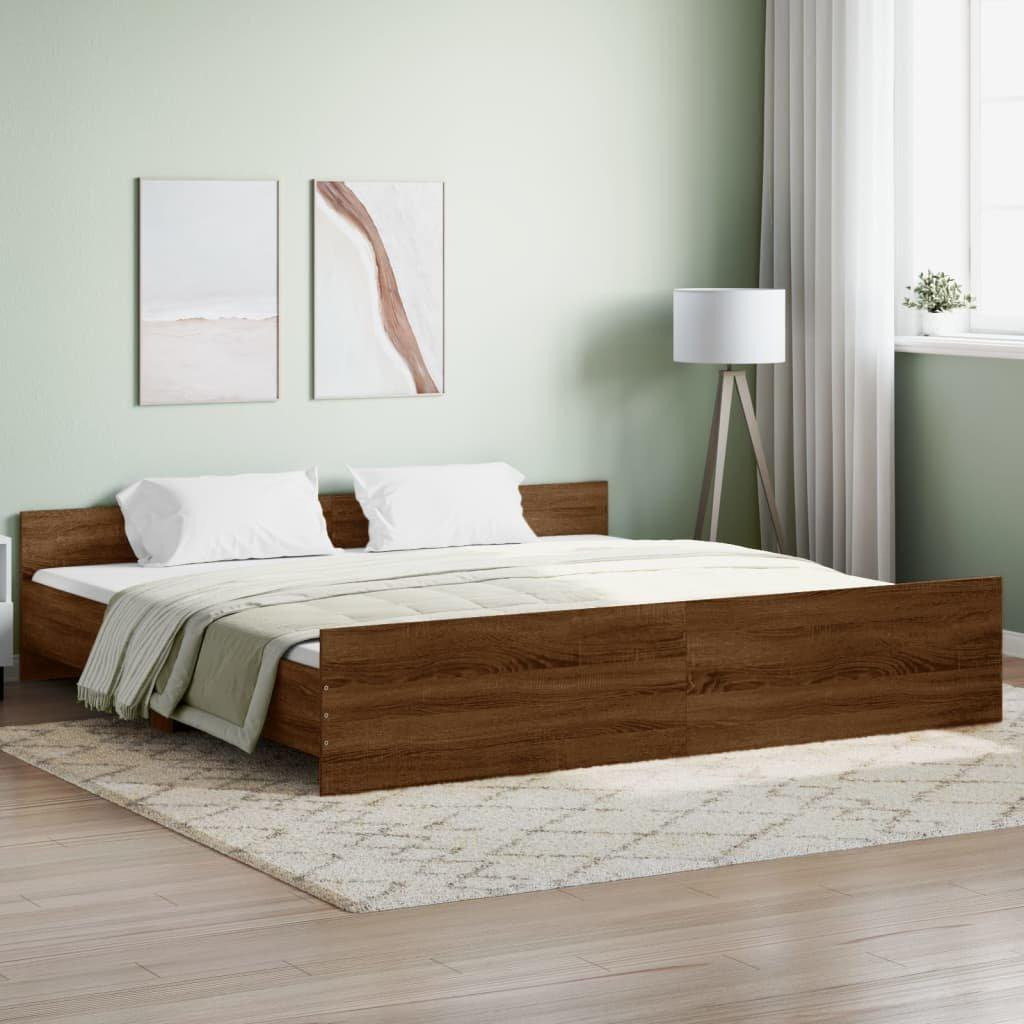 Bed Frame with Headboard with Footboard Brown Oak 180x200 cm Super King - image 1
