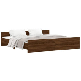 Bed Frame with Headboard with Footboard Brown Oak 180x200 cm Super King - thumbnail 2