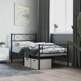Metal Bed Frame with Headboard and Footboard Black 80x200 cm