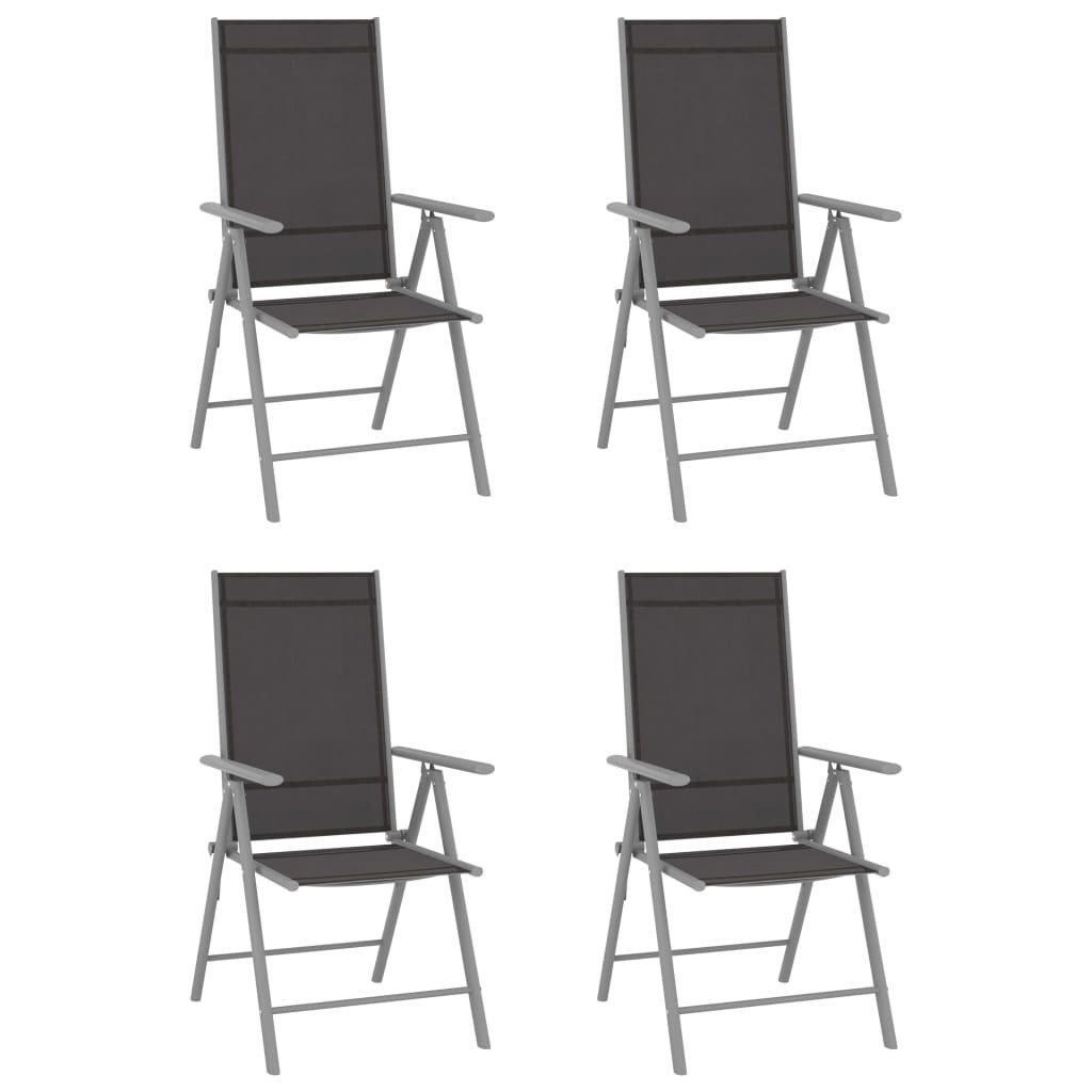 Folding Garden Chairs 4 pcs Textilene Black - image 1
