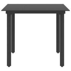 Garden Dining Table Black 80x80x74 cm Steel and Glass - thumbnail 2