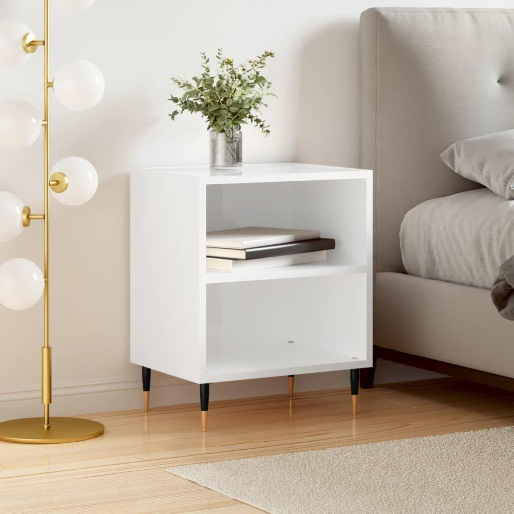 Bedside Cabinet High Gloss White 40x30x50 cm Engineered Wood - image 1