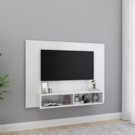 Wall TV Cabinet High Gloss White 120x23.5x90 cm Engineered Wood - thumbnail 1