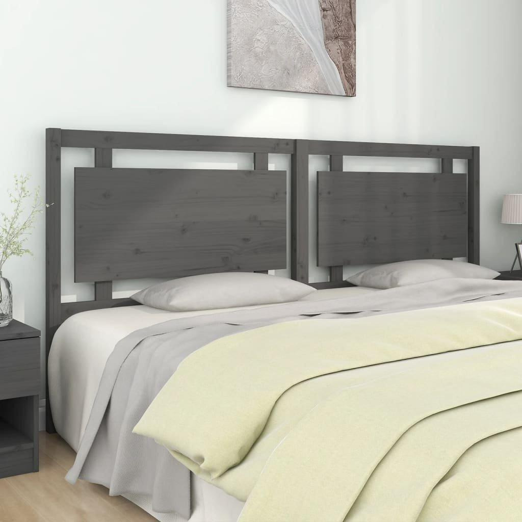 Bed Headboard Grey 205.5x4x100 cm Solid Pine Wood - image 1