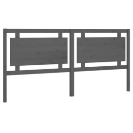 Bed Headboard Grey 205.5x4x100 cm Solid Pine Wood - thumbnail 2