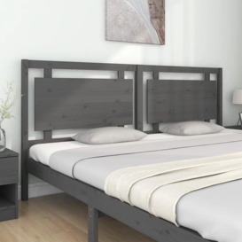 Bed Headboard Grey 205.5x4x100 cm Solid Pine Wood - thumbnail 3