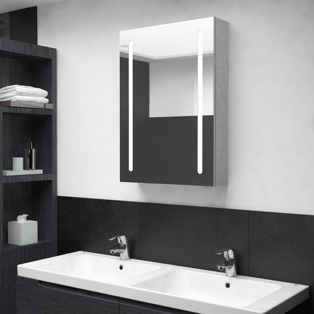 LED Bathroom Mirror Cabinet Concrete Grey 50x13x70 cm - image 1
