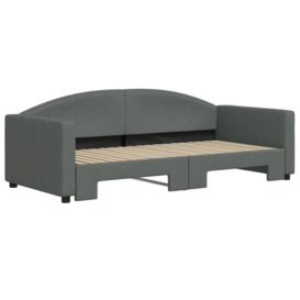 Daybed with Trundle Dark Grey 90x190 cm Fabric - thumbnail 3
