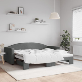 Daybed with Trundle Dark Grey 90x190 cm Fabric - thumbnail 1