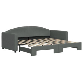 Daybed with Trundle Dark Grey 90x190 cm Fabric - thumbnail 2
