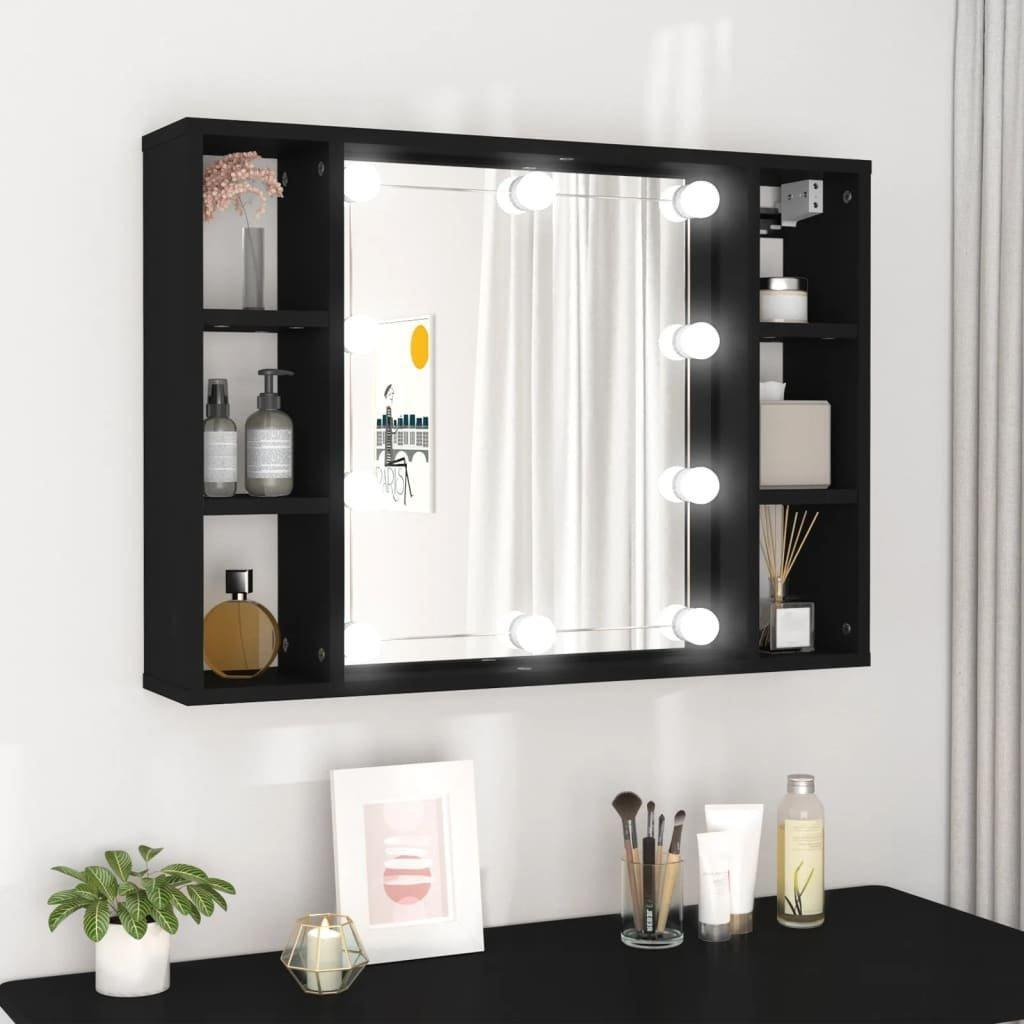 Mirror Cabinet with LED Black 76x15x55 cm - image 1