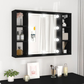 Mirror Cabinet with LED Black 76x15x55 cm - thumbnail 1