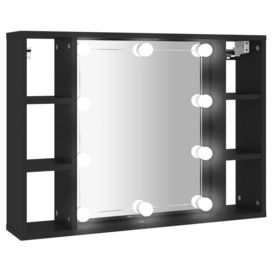 Mirror Cabinet with LED Black 76x15x55 cm - thumbnail 2