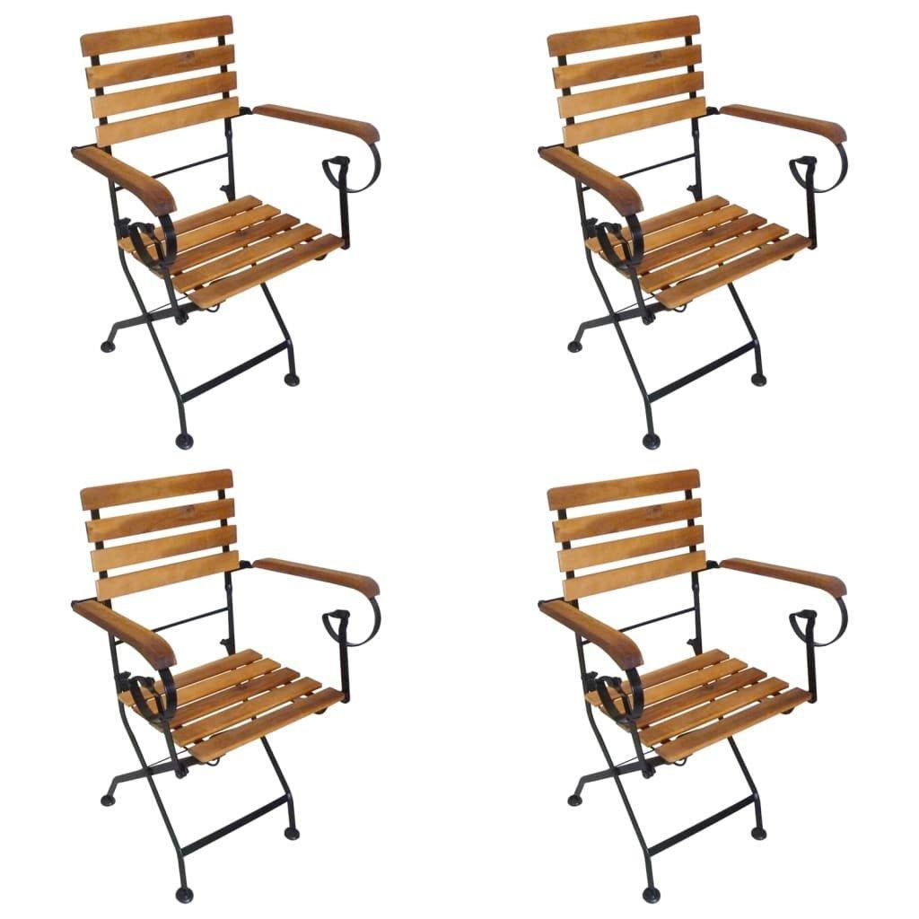 Folding Garden Chairs 4 pcs Steel and Solid Wood Acacia - image 1