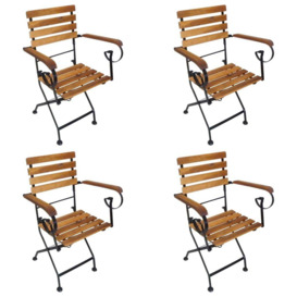 Folding Garden Chairs 4 pcs Steel and Solid Wood Acacia - thumbnail 1
