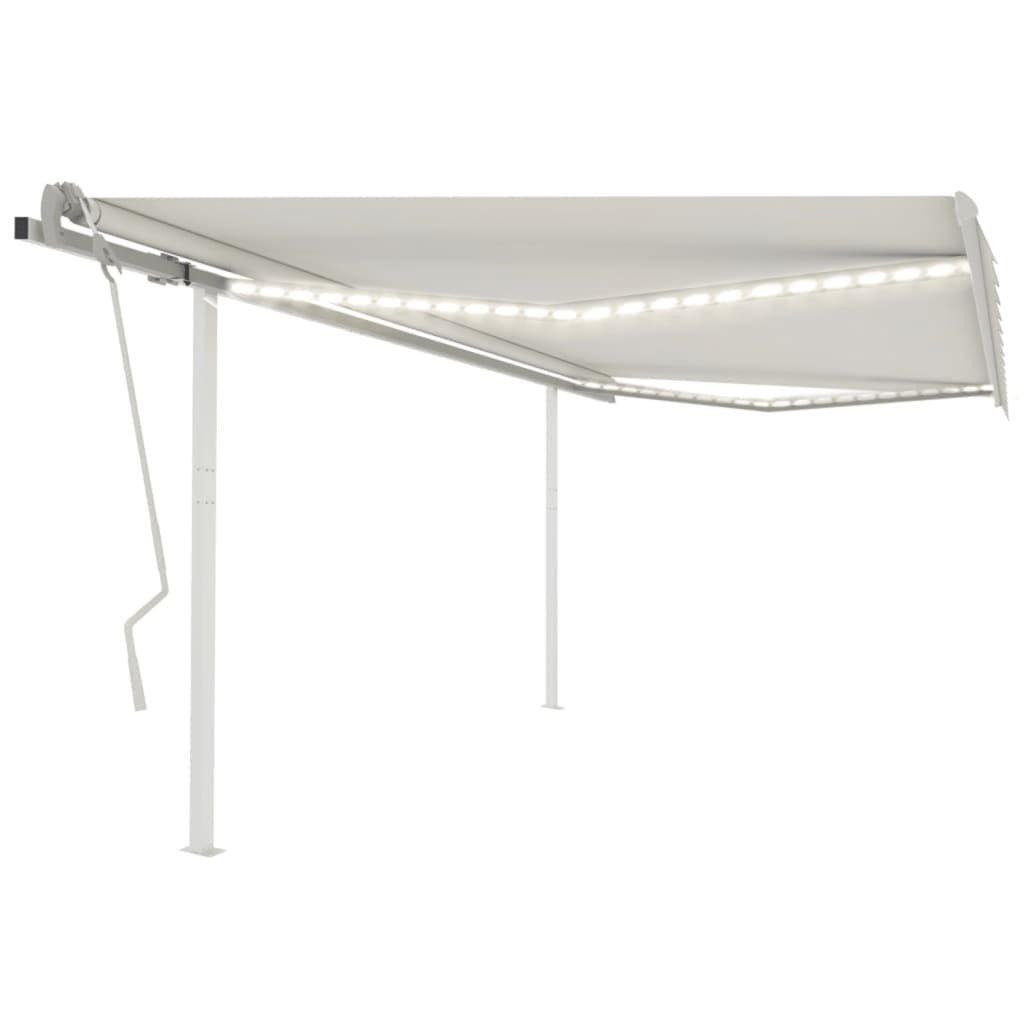 Manual Retractable Awning with LED 4x3.5 m Cream - image 1