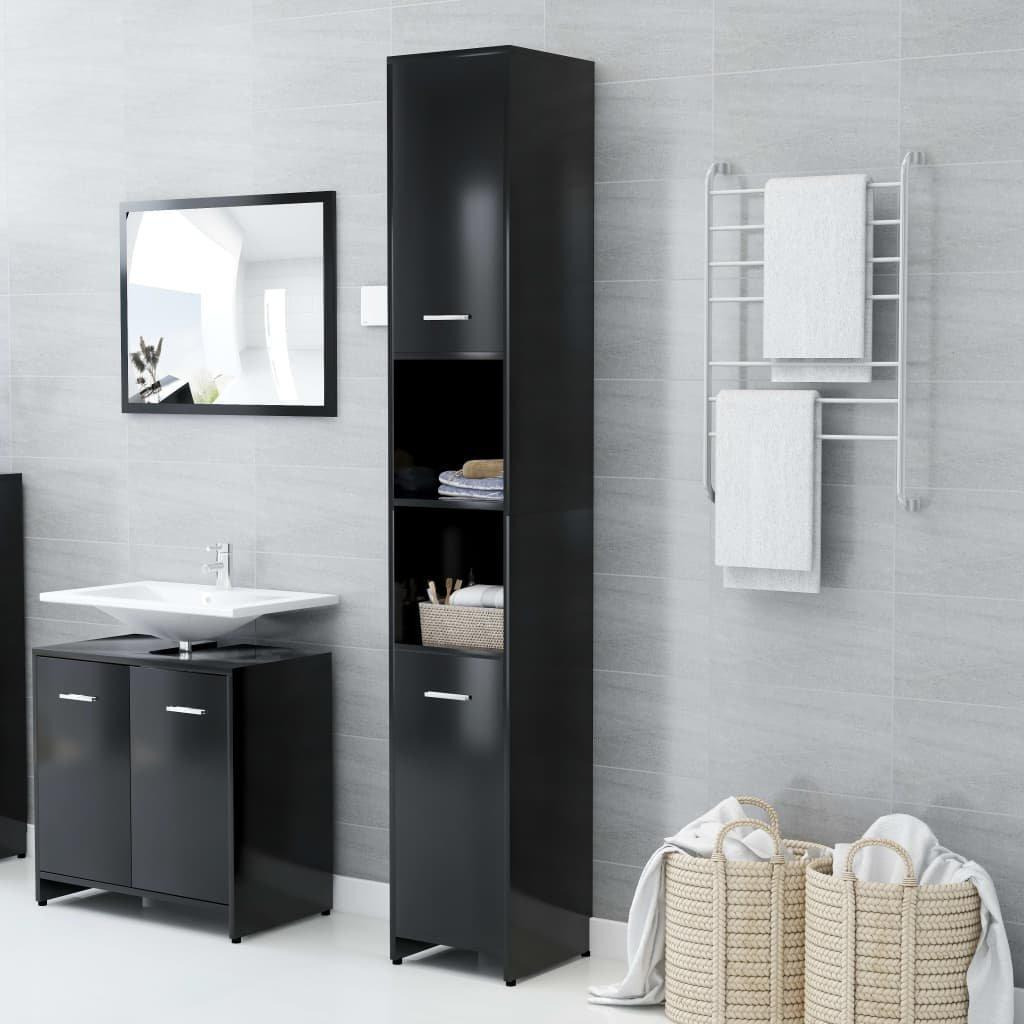 Bathroom Cabinet Black 30x30x183.5 cm Engineered Wood - image 1