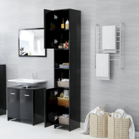 Bathroom Cabinet Black 30x30x183.5 cm Engineered Wood - thumbnail 3