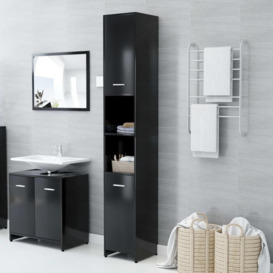 Bathroom Cabinet Black 30x30x183.5 cm Engineered Wood - thumbnail 1