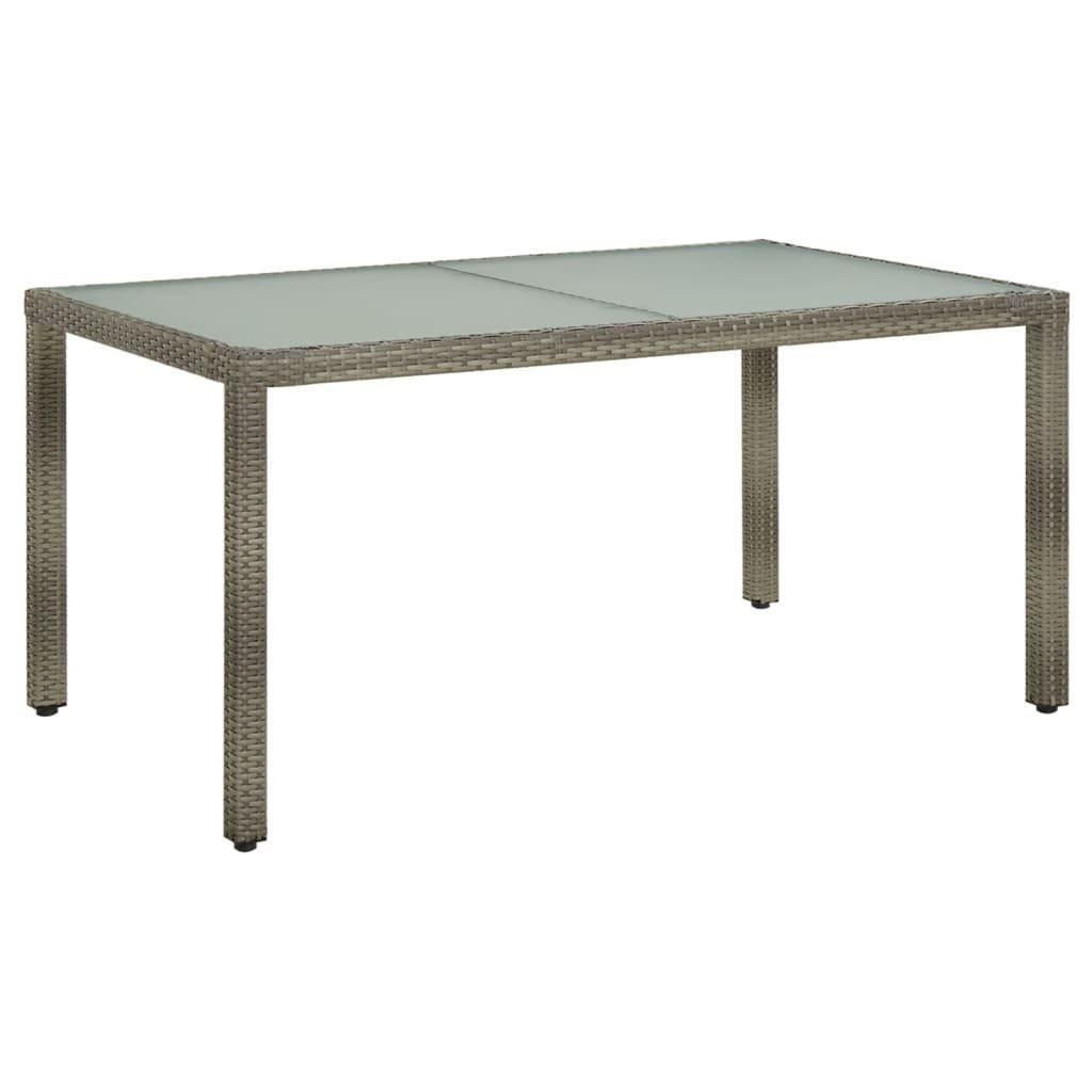 Garden Table 150x90x75 cm Tempered Glass and Poly Rattan Grey - image 1