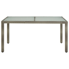Garden Table 150x90x75 cm Tempered Glass and Poly Rattan Grey - thumbnail 3