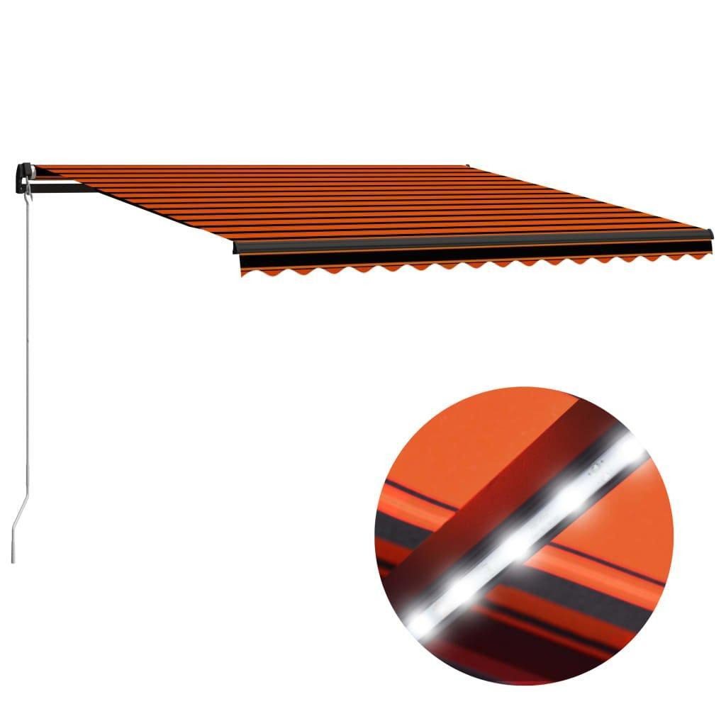 Manual Retractable Awning with LED 450x300 cm Orange and Brown - image 1