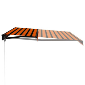 Manual Retractable Awning with LED 450x300 cm Orange and Brown - thumbnail 3