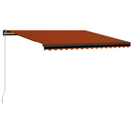 Manual Retractable Awning with LED 450x300 cm Orange and Brown - thumbnail 2