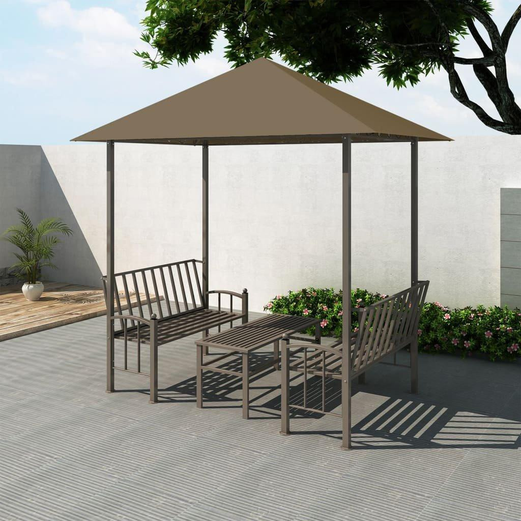 Garden Pavilion with Table and Benches 2.5x1.5x2.4 m Taupe 180 g/m² - image 1