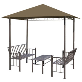 Garden Pavilion with Table and Benches 2.5x1.5x2.4 m Taupe 180 g/m² - thumbnail 2