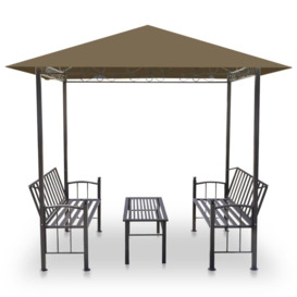 Garden Pavilion with Table and Benches 2.5x1.5x2.4 m Taupe 180 g/m² - thumbnail 3